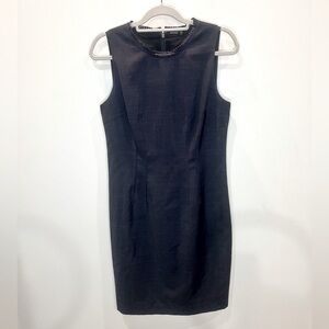 Elie Tahari Navy Shift Dress Size 8 Lace Trim Fully Lined Knee Length Wool Blend